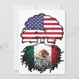 Mexico Mexican American USA Tree Roots Flag Invitation