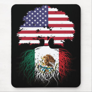 Mexico Mexican American USA Tree Roots Flag Mouse Pad