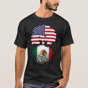 Mexico Mexican American USA Tree Roots Flag T-Shirt