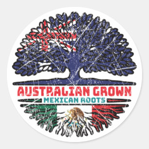 Mexico Mexican Australian Australia Tree Roots Classic Round Sticker