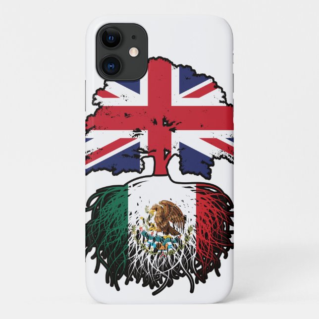 Mexico Mexican British UK Tree Roots Flag Case-Mate iPhone Case (Back)