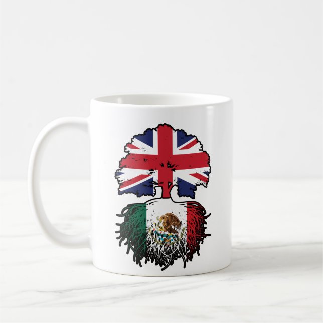 Mexico Mexican British UK Tree Roots Flag Coffee Mug (Left)