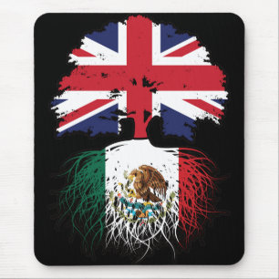 Mexico Mexican British UK Tree Roots Flag Mouse Pad