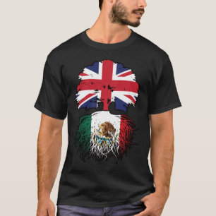 Mexico Mexican British UK Tree Roots Flag T-Shirt