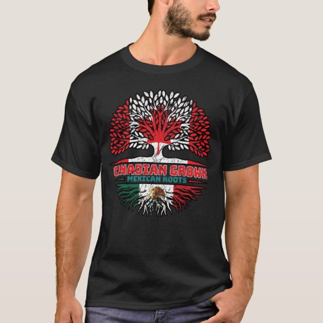 Mexico Mexican Canadian Canada Tree Roots Flag T-Shirt (Front)
