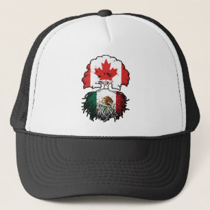 Mexico Mexican Canadian Canada Tree Roots Flag Trucker Hat