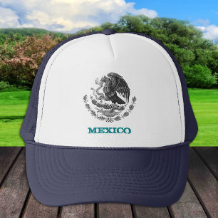 Mexico & Mexican Eagle emblem, flag fashion /black Trucker Hat
