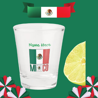 Mexico Mexican Flag Green Personalisation  Shot Glass