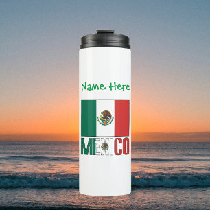 Mexico Mexican Flag Green Personalisation  Thermal Tumbler