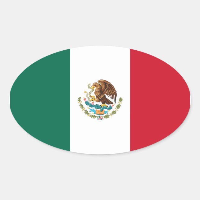 Mexico/Mexican Flag Oval Sticker (Front)