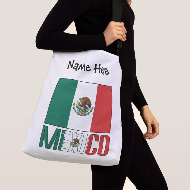 Mexico Mexican Flag Personalised  Crossbody Bag (Close Up)