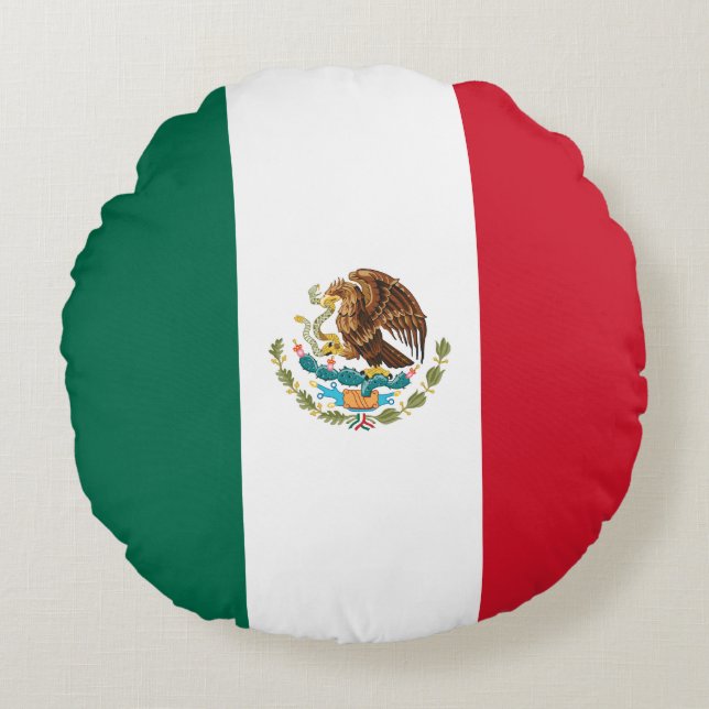 Mexico (Mexican) Flag Round Cushion (Front)