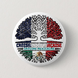Mexico Mexican French France Tree Roots Flag 6 Cm Round Badge