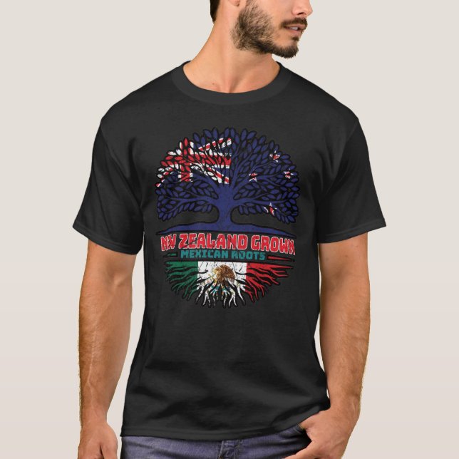 Mexico Mexican New Zealander New Zealand Tree Root T-Shirt (Front)