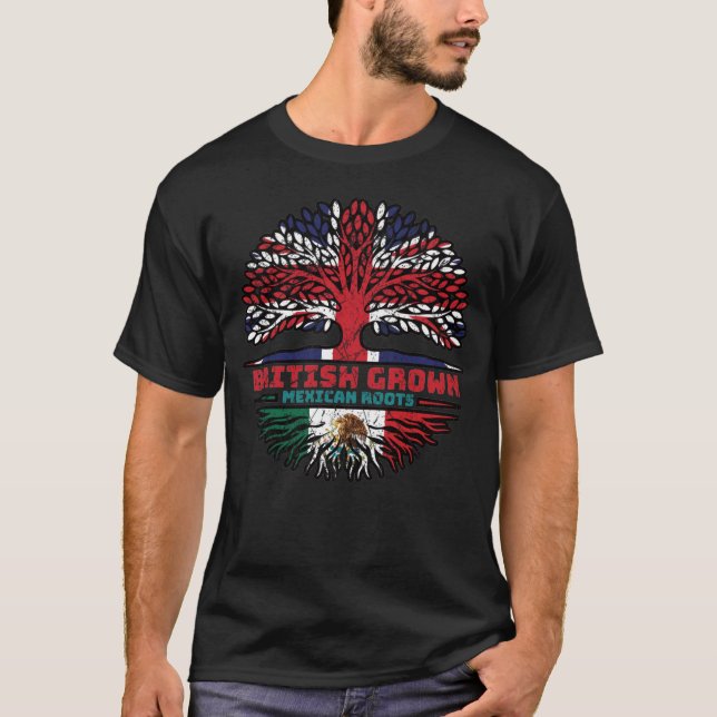 Mexico Mexican Uk United Kingdom British Tree T-Shirt (Front)