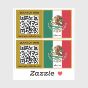 Mexico Modern QR Code Stickers, Mexican Flag