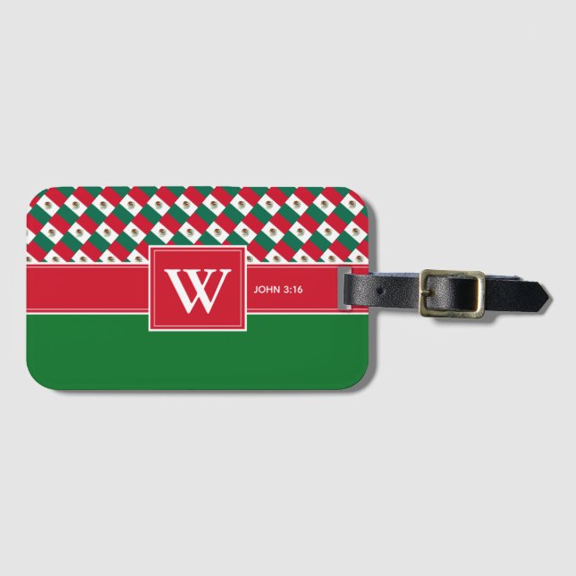 MEXICO Monogram Christian Scripture Luggage Tag (Front Horizontal)