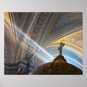 Mexico, Morelia. Sun's rays penetrate interior Poster