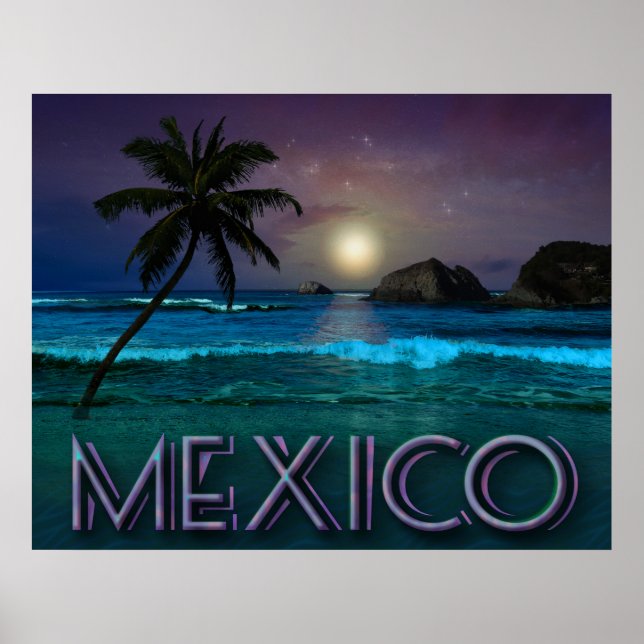 Mexico Night at the Beach Poster (Front)