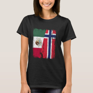 Mexico Norway Half Flag Mexican Norwegian Ancestry T-Shirt