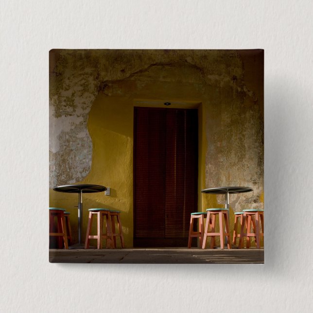 Mexico, Oaxaca, Afternoon sun lights balcony of 15 Cm Square Badge (Front)