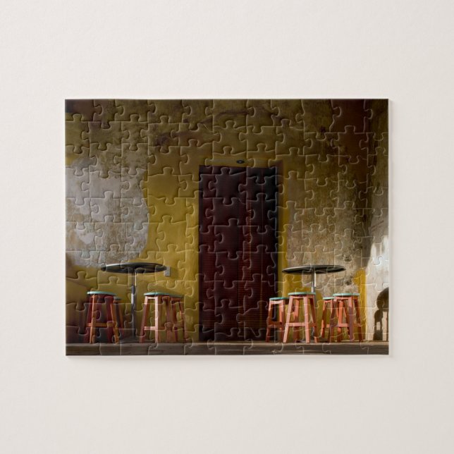 Mexico, Oaxaca, Afternoon sun lights balcony of Jigsaw Puzzle (Horizontal)