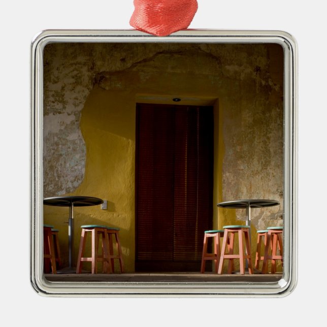 Mexico, Oaxaca, Afternoon sun lights balcony of Metal Ornament (Front)