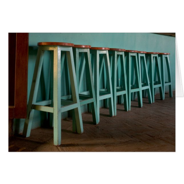Mexico, Oaxaca, Green Bar Stools line wall (Front Horizontal)
