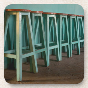 Mexico, Oaxaca, Green Bar Stools line wall Coaster