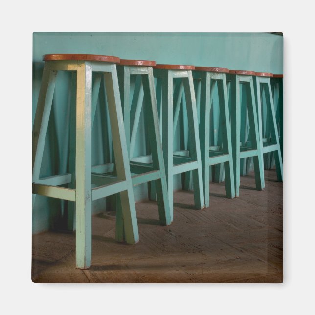 Mexico, Oaxaca, Green Bar Stools line wall Magnet (Front)