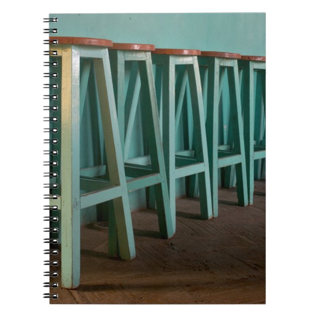 Mexico, Oaxaca, Green Bar Stools line wall Notebook (Front)