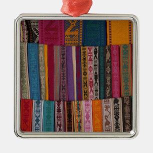 Mexico, Oaxaca Province, Oaxaca, woven belts on Metal Ornament
