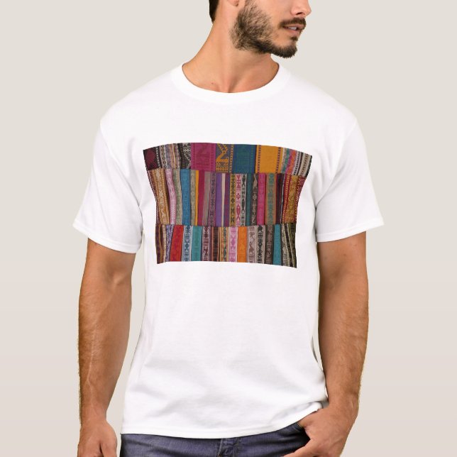 Mexico, Oaxaca Province, Oaxaca, woven belts on T-Shirt (Front)