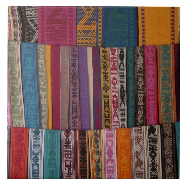 Mexico, Oaxaca Province, Oaxaca, woven belts on Tile (Front)