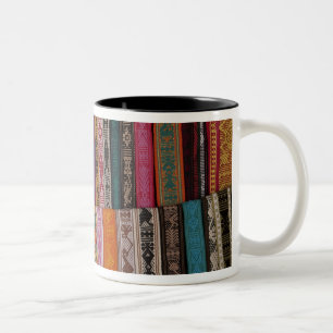 Mexico, Oaxaca Province, Oaxaca, woven belts on Two-Tone Coffee Mug