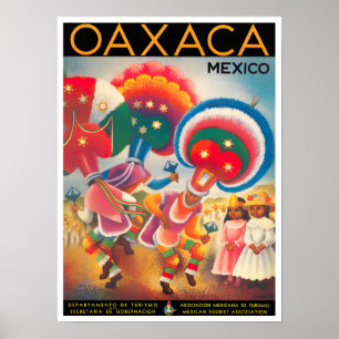 Mexico Oaxaca vintage travel poster