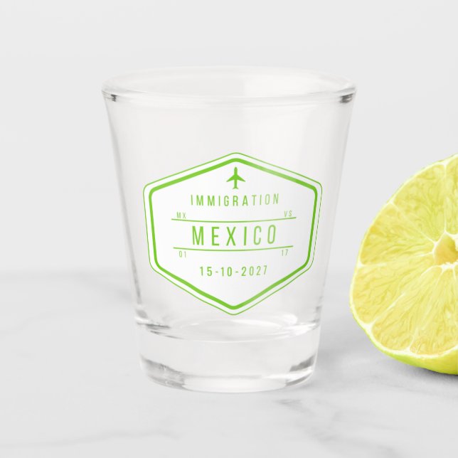 Mexico Passport Stamp Shot Glass (Front)