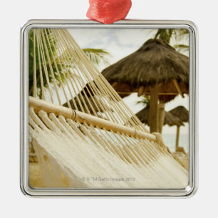 Mexico, Playa Del Carmen, hammock on beach Metal Ornament