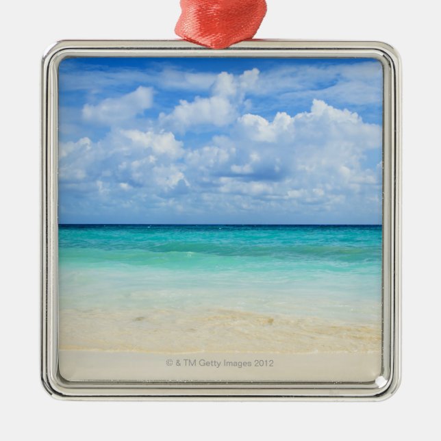 Mexico, Playa Del Carmen, tropical beach Metal Tree Decoration (Front)