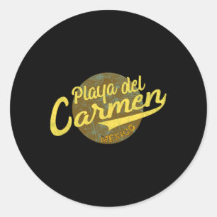 Mexico Playa Del Carmen Vintage Retro T Shirt Classic Round Sticker