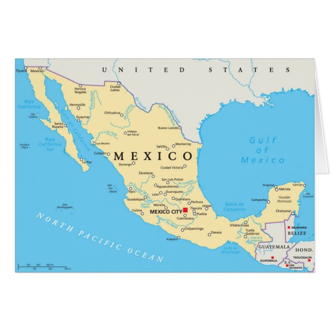 Mexico Political Map (Front Horizontal)