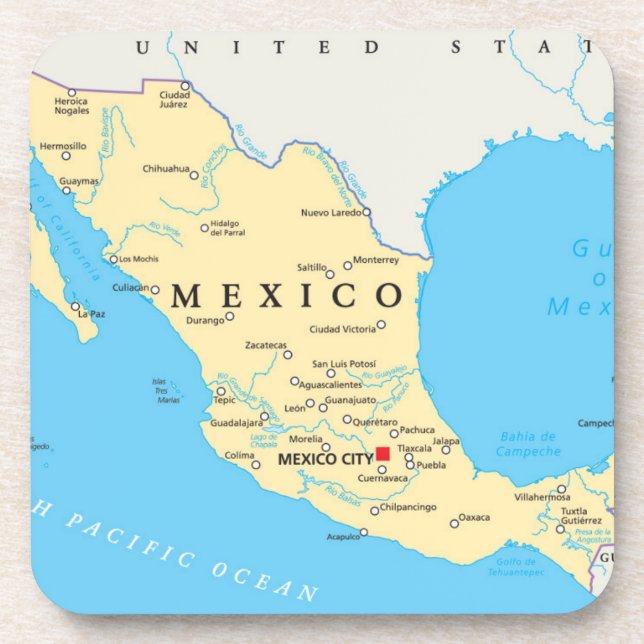Mexico Political Map Coaster (Front)
