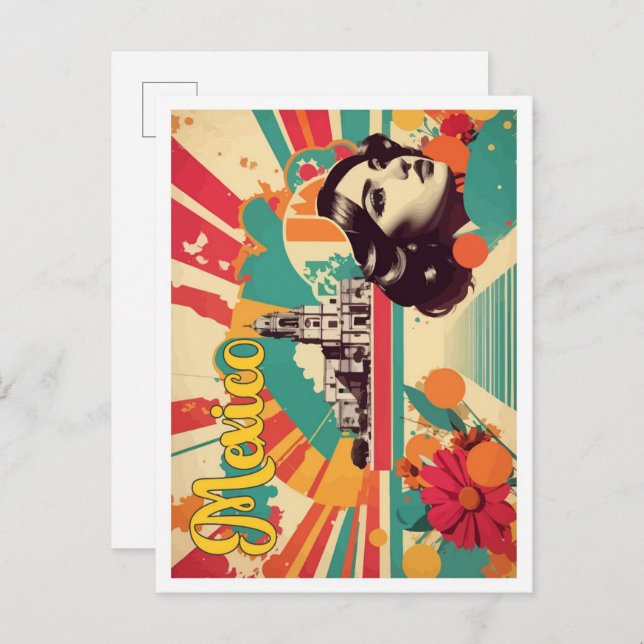 Mexico Pop Art Travel Illustration Postcard (Front/Back)