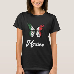 Mexico Pride Butterfly Mexican Flag Heritage Roots T-Shirt
