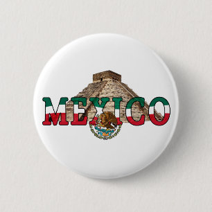 Mexico Pyramids 6 Cm Round Badge