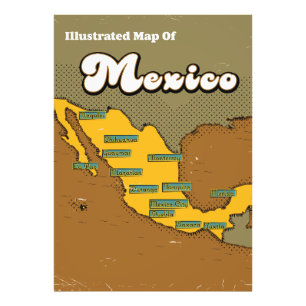 Mexico retro map photo print