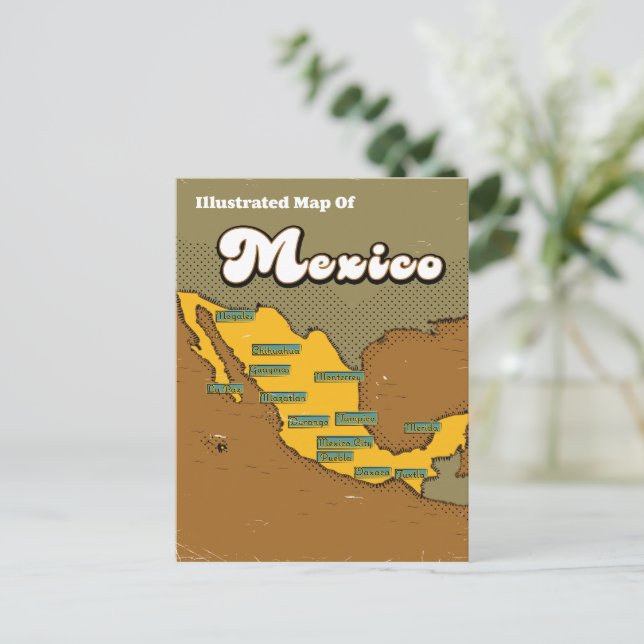 Mexico retro map postcard (Standing Front)