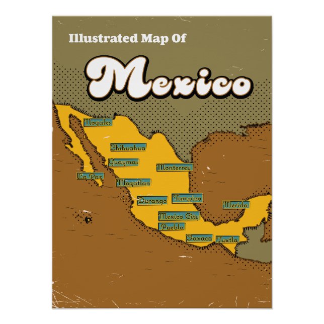 Mexico retro map poster (Front)