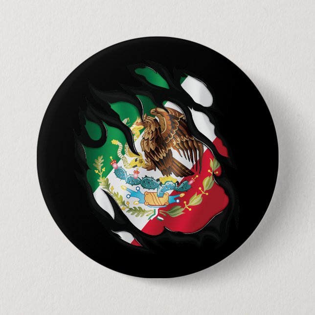 Mexico Ripped Flag 7.5 Cm Round Badge (Front)