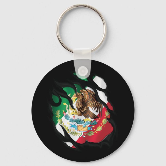 Mexico Ripped Flag Key Ring (Front)